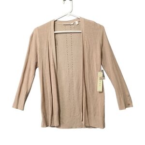 NWT Cyrus Knit Lightweight Ribbed Open Front Cream Cardigan Size XS Button Cuff